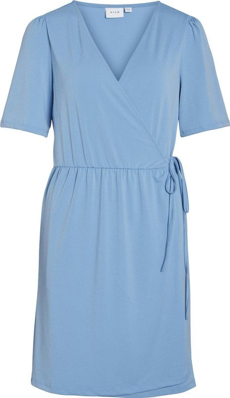 VILA - NAYELI - Jurk - Azuur - Korte Lengte - Wikkel Design