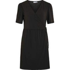 VILA - NAYELI - Jurk - Zwart - Korte Lengte - V-hals - Wikkel Design