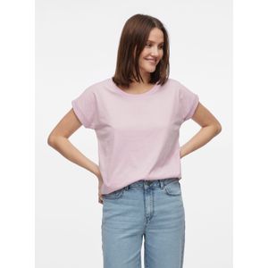 T-shirt - Winsome Orchid - Basic - Ronde Hals - Omgeslagen Mouwen