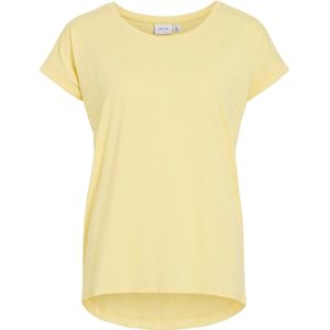 Basic T-shirt - Pale Banana - Katoen - Ronde Hals - Omgeslagen Mouwen