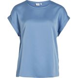 Vila T-shirt Viellette S s Satin Top - Noos 14059563 Blissful Blue Dames