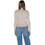 Asymmetrical - Ribbed Knit Pullover - Wit - Knitwear