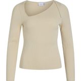 Asymmetrical - Ribbed Knit Pullover - Wit - Knitwear
