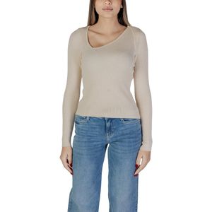 Asymmetrical - Ribbed Knit Pullover - Wit - Knitwear