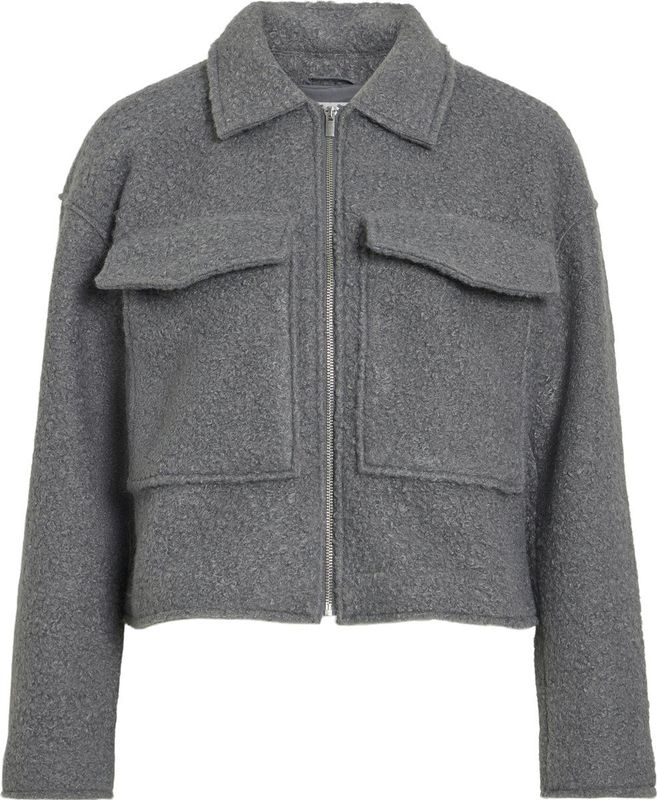 Vila - Vidaphne L/S Jacket - Grijs - Leren Jassen