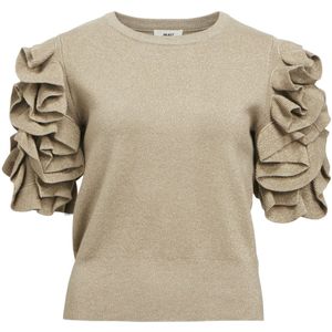Object Trui Objdiandra Knit 2/4 Re Pullover 138 23046315 Twill/gold Dames Maat - M