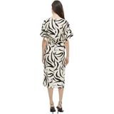 VILA - VIClo - Jurk - Lichtgrijs/Zwart - Dierenprint - 3/4 Lengte