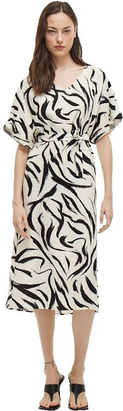 VILA - VIClo - Jurk - Lichtgrijs/Zwart - Dierenprint - 3/4 Lengte