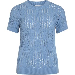 Vila - Vicotti O-neck Knit Top - T-shirt - Blissful Blue - 100% Katoen