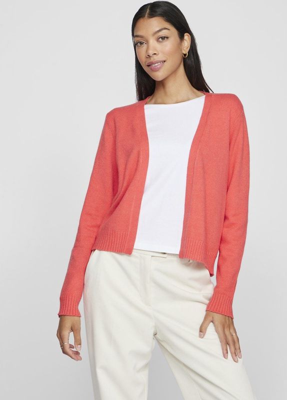 VILA Gebreid Vest - Koraalrood