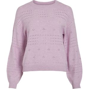 Vila - Trui Viril O-neck Pointelle Knit Top - Winsome Orchid/Melange - Viscose Livaeco/Polyester/Nylon