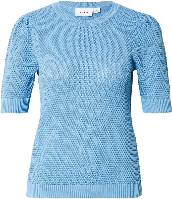 VILA - Vidalo O-neck S/S Knit Top - Lichtblauw - Gebreid - Dames