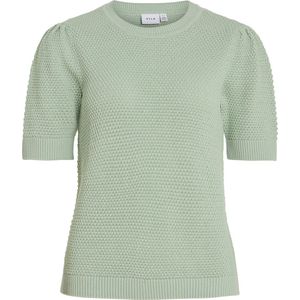 VILA Vidalo O-neck S/S Knit Top - Gebreide Top met Ronde Hals - Silt Green