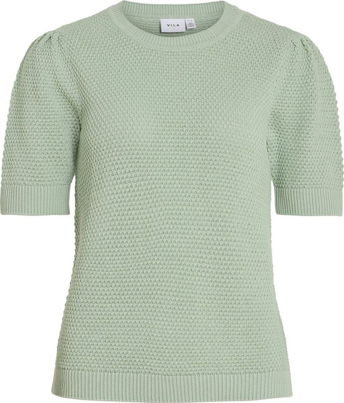 VILA Vidalo O-neck S/S Knit Top - Gebreide Top met Ronde Hals - Silt Green