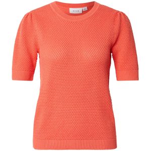 VILA Sweater Oranje - Ademend Katoen met O-hals en Lange Mouwen