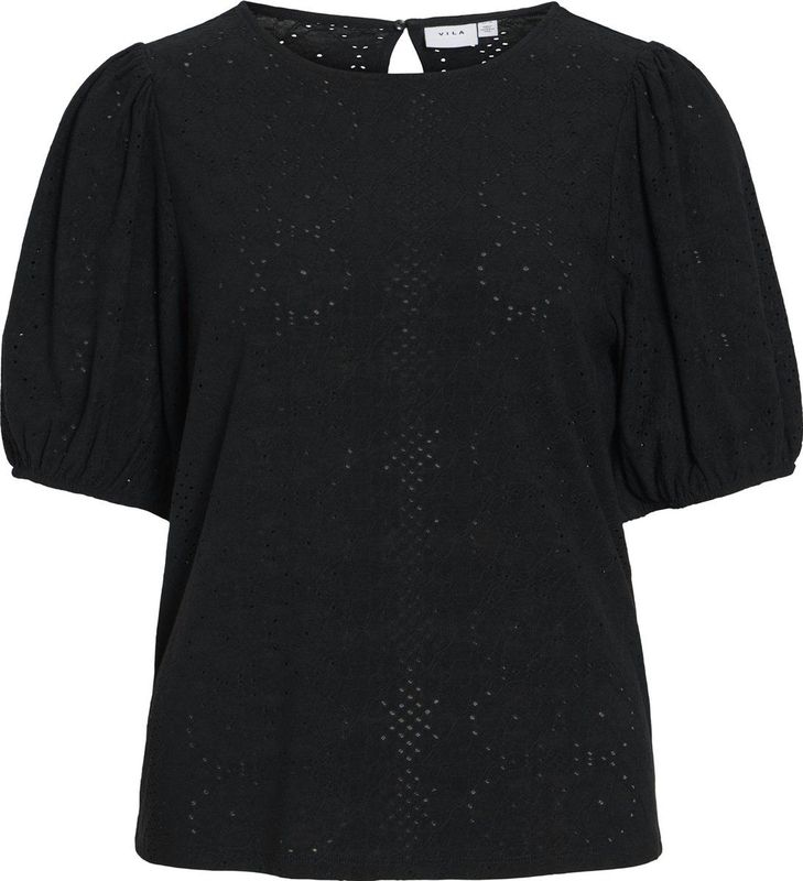 VILA - VIKALLY - Top - Zwart - Broderie - Halve Mouwlengte