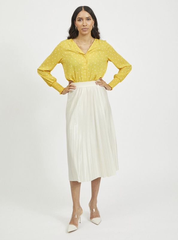 VILA - Nitban - Plooirok - Offwhite - 3/4 Lengte