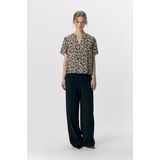 Object - Objkarina V-neck T-shirt - Sandshell/Leopard - 73% Viscose Lenzing Ecovero