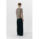 Object - Objkarina V-neck T-shirt - Sandshell/Leopard - 73% Viscose Lenzing Ecovero