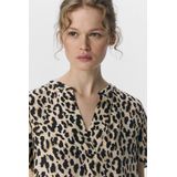 Object - Objkarina V-neck T-shirt - Sandshell/Leopard - 73% Viscose Lenzing Ecovero