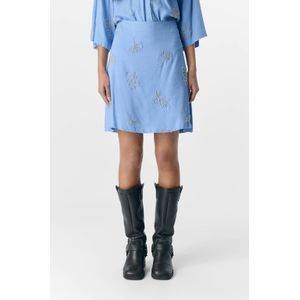 OBJECT - OBJMIKA - Linnen Rok - Blauw - Mini Lengte