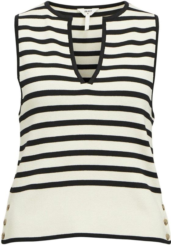 Object - Objviva Re S/l Knit Top - T-shirt - Wit - Zacht Materiaal
