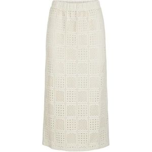 VILA - Midi Rok - Ecru - Polyester - Semi-transparant
