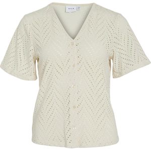 Vila - Damesblouse - Model 'DELAIA' - Regular Fit - V-hals - Gaatjesmotief