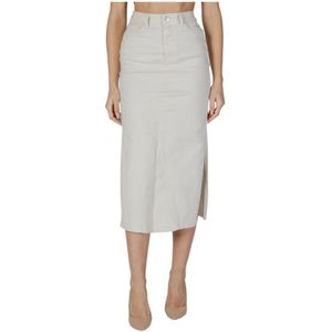 Vila Vinus Hw Midi Denim Skirt/Pb pour femme, Cloud Dancer, S