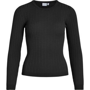 Vila - Vimullie O-neck Rib Knit Top - Zwart - Dames Trui