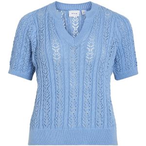 Vila - Vitoto New Cable Knit Top - T-shirt - Blissful Blue - Dames
