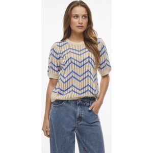 VILA - AUTRA - Shirt - Blauw - 100% Katoen - Korte Mouwen