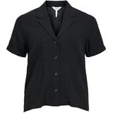 OBJECT Blouse Zwart met Knoopsluiting en Reverskraag