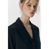 OBJECT Blouse Zwart met Knoopsluiting en Reverskraag