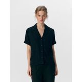 OBJECT Blouse Zwart met Knoopsluiting en Reverskraag