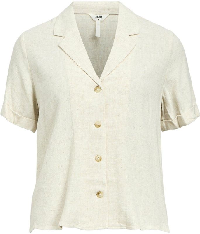 Object - Objsanne Blouse - Sandshell - 80% Viscose Lenzing Ecovero, 20% Linnen