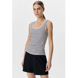 Object - Gestreepte Top - Zwart-Wit - Tencel Lyocell, Viscose, Elastaan