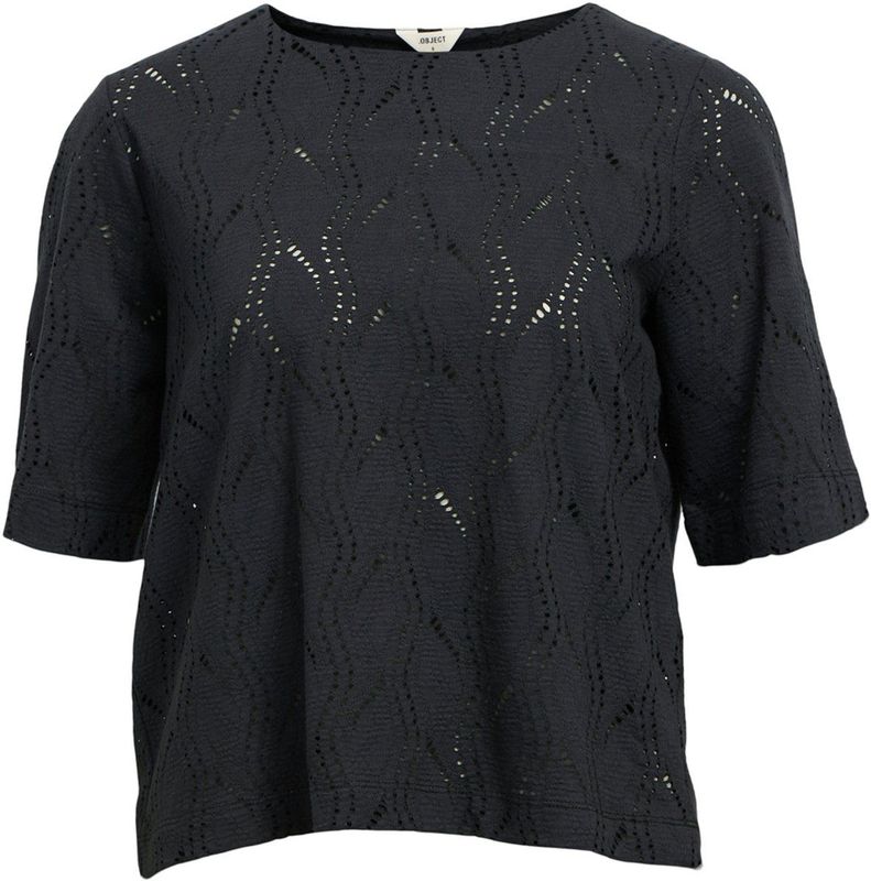 Object - Ava - T-shirt - Met 3/4 Mouw - Losse Pasvorm - Biologisch Katoen