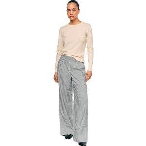 Object - Objlisa Wide Pant Aop Noos - Streepbroek - Cloud Dancer/Sky Captain