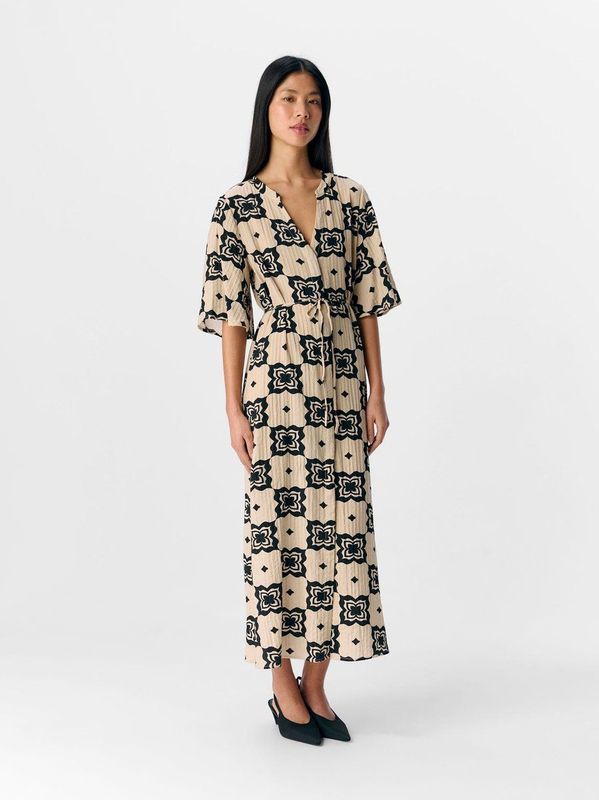 Object - Objella Re 2/4 Midi Dress - Jurk - Beige - Dames