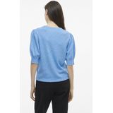 VILA - Viril - Tricot Top - Lichtblauw - Materiaal: Gebreid - 2/4 Mouwen