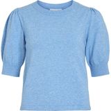VILA - Viril - Tricot Top - Lichtblauw - Materiaal: Gebreid - 2/4 Mouwen