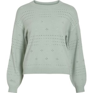 Vila - Viril ls O-neck Pointelle Knit Top - Mint - 50% Viscose - 28% Polyester - 22% Nylon