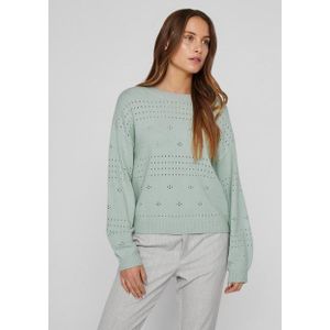 Vila - Viril LS O-Neck Pointelle Knit Top - Mint - Viscose/Polyester/Nylon