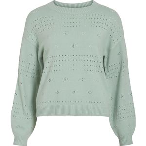 VILA - Gebreide Top - Groen - 50% Viscose, 28% Polyester, 22% Polyamide
