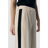 OBJECT - OBJLisa - Bandplooibroek - Crème/Zwart - Wide Leg - High Waist