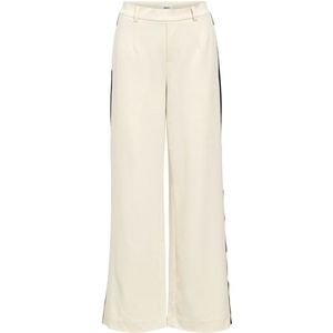 OBJECT - OBJLisa - Bandplooibroek - Crème/Zwart - Wide Leg - High Waist