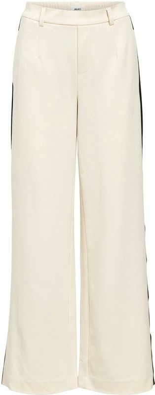 OBJECT - OBJLisa - Bandplooibroek - Crème/Zwart - Wide Leg - High Waist