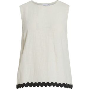 Vila - Off-White T-shirt - 100% Katoen - Mouwloos Ontwerp