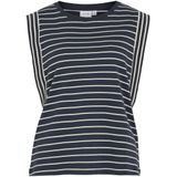 VILA - Mouwloos T-shirt - Gestreept - Blauw - 100% Katoen
